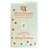 Merry Christmas Tinsel - 1/4 Grain .999 Fine 24k Gold Bullion Bar In COA Card
