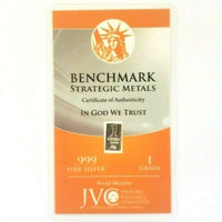 1 Grain .999 Fine Silver Bullion Bar - In COA Card