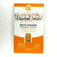 Thank You! - 1/2 Gram .999 Fine 24k Gold Bullion Bar