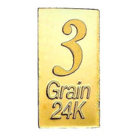 3 Grain .9999 Fine 24k Gold Bullion Bar