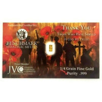 Thank You Those Who Served! - 1/4 Grain .999 Fine 24k Gold Bullion Bar - in COA Card