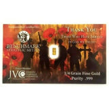 Thank You Those Who Served! - 1/4 Grain .999 Fine 24k Gold Bullion Bar - in COA Card