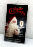 Merry Christmas Santa - 1/4 Grain .999 Fine 24k Gold Bullion Bar In COA Card